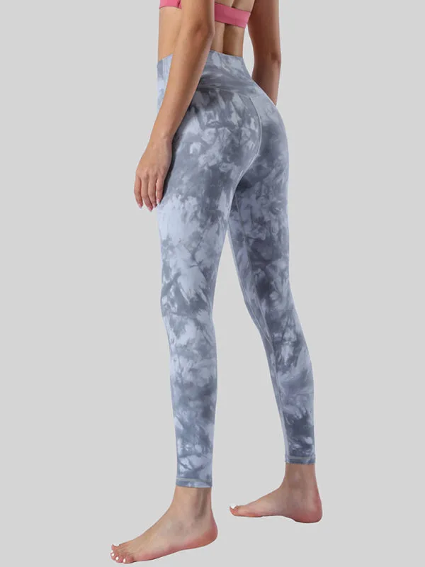 Women's Double Sided Grey Tie Dye Gym Leggings