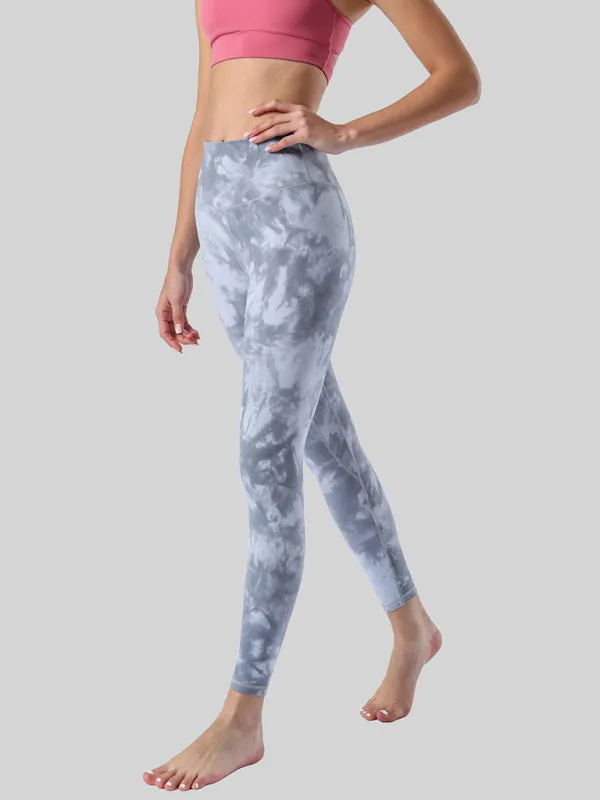 Women's Double Sided Grey Tie Dye Gym Leggings