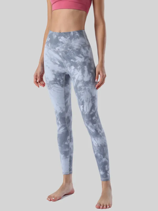 Women's Double Sided Grey Tie Dye Gym Leggings