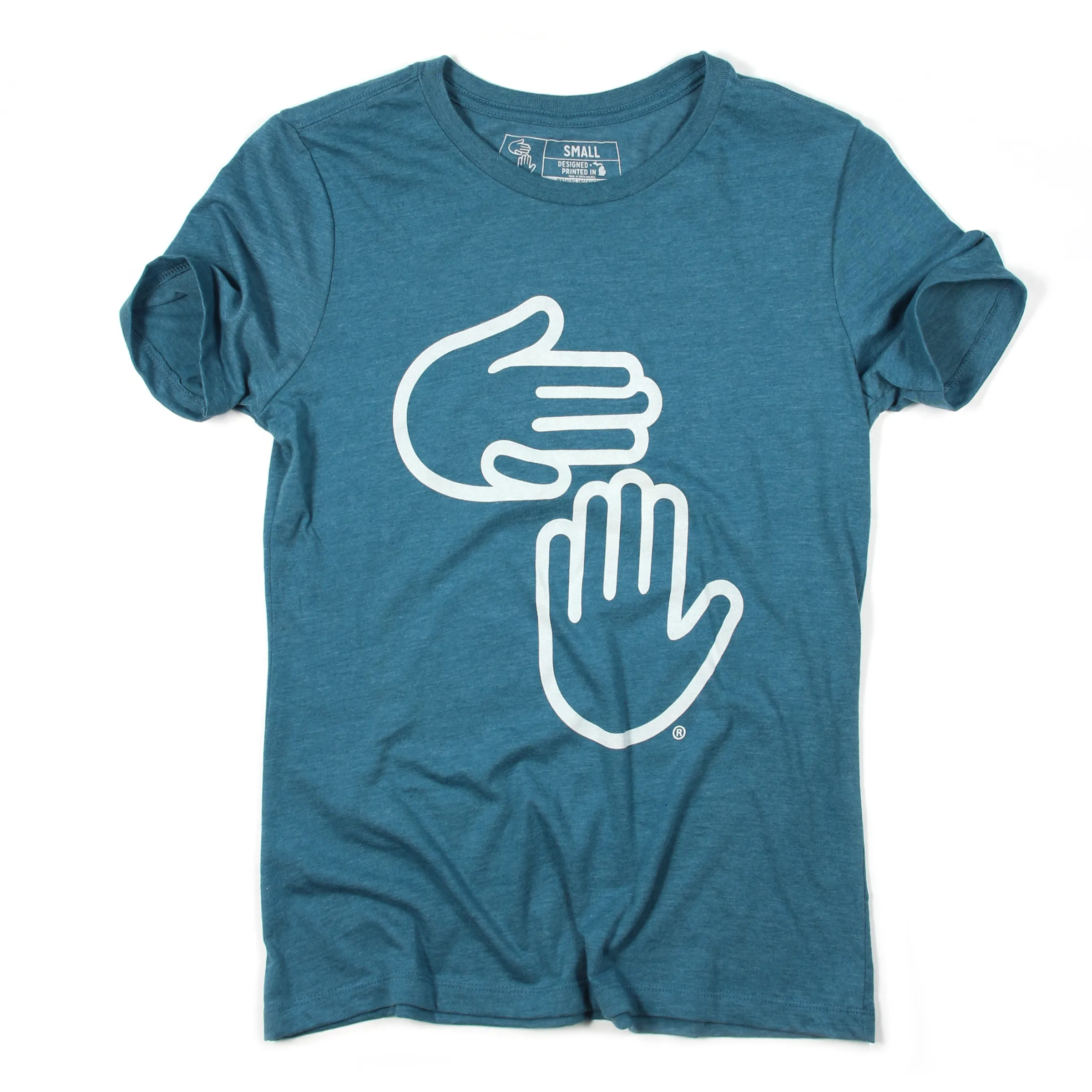 Women's Michigan Hands Tee (Heather Teal)