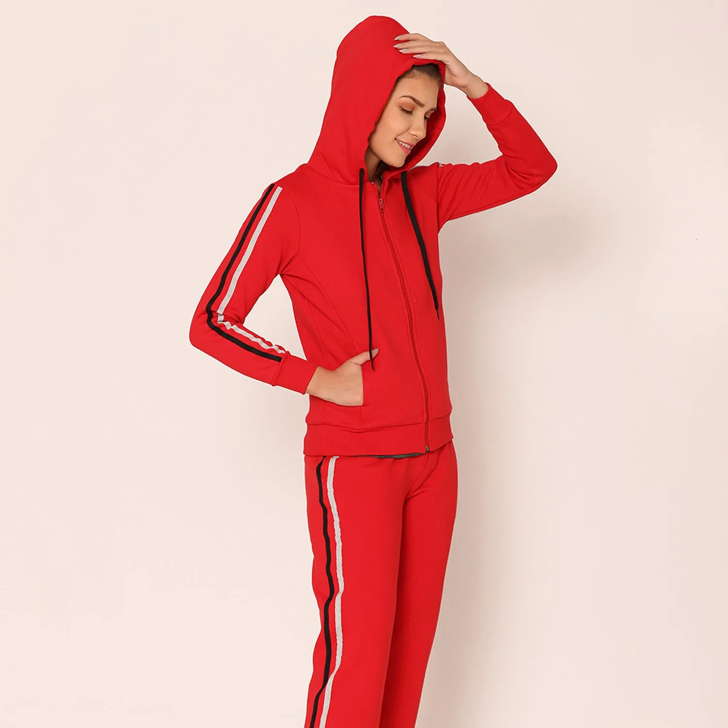 Women's Modern Athleisure Track Suit Set- Urban Red