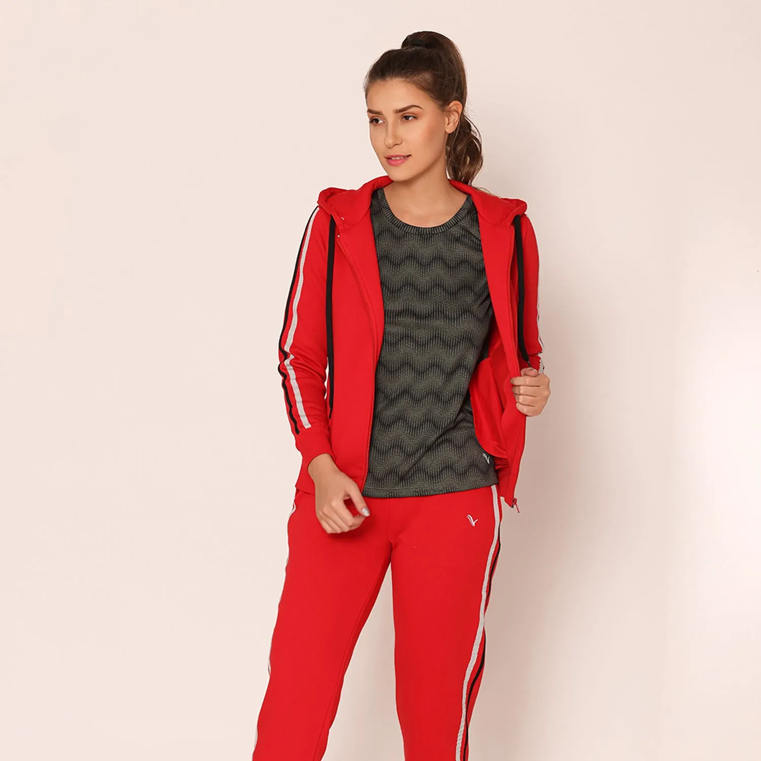 Women's Modern Athleisure Track Suit Set- Urban Red