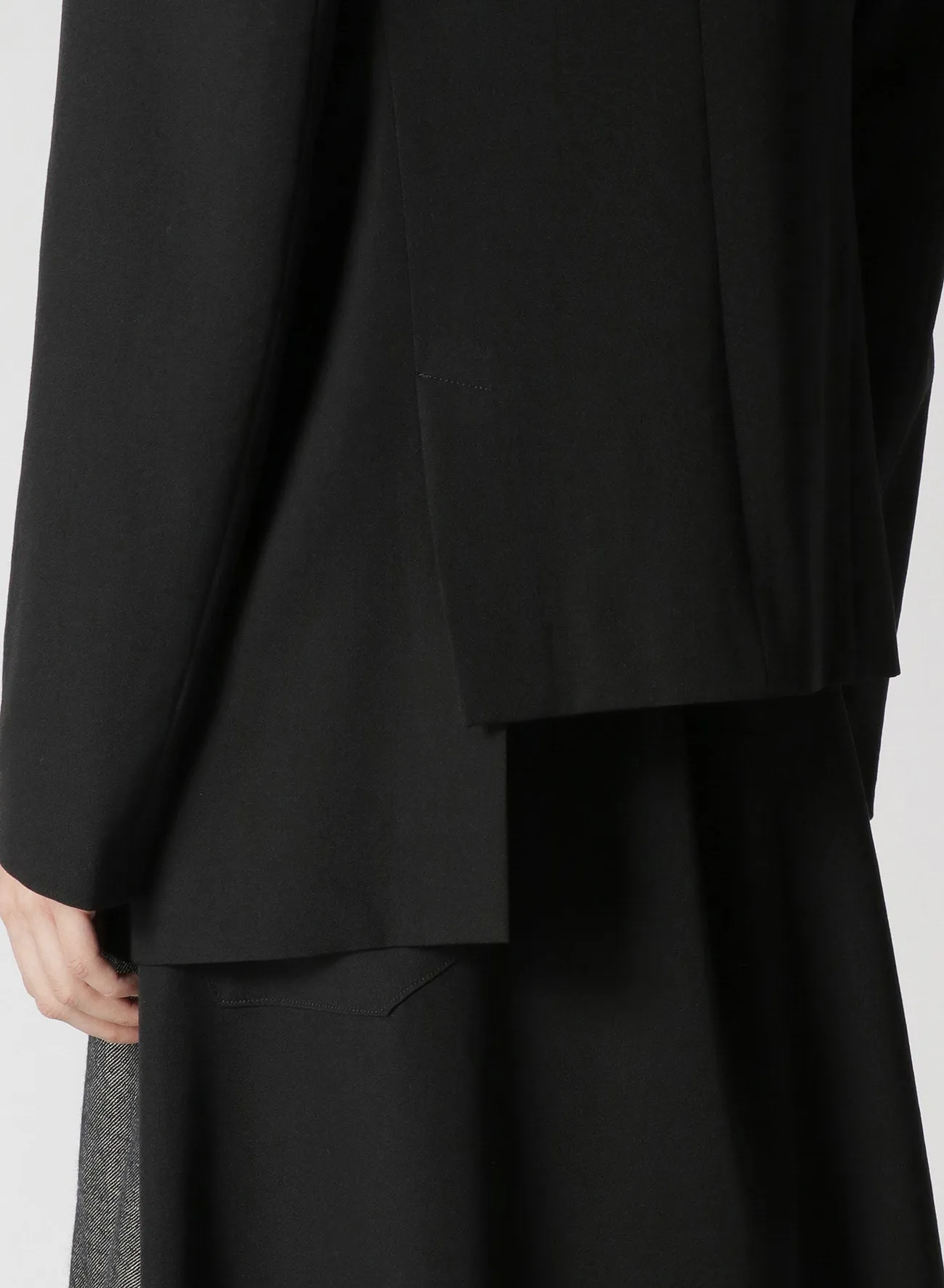 WOOL GABARDINE ASYMMETRIC JACKET