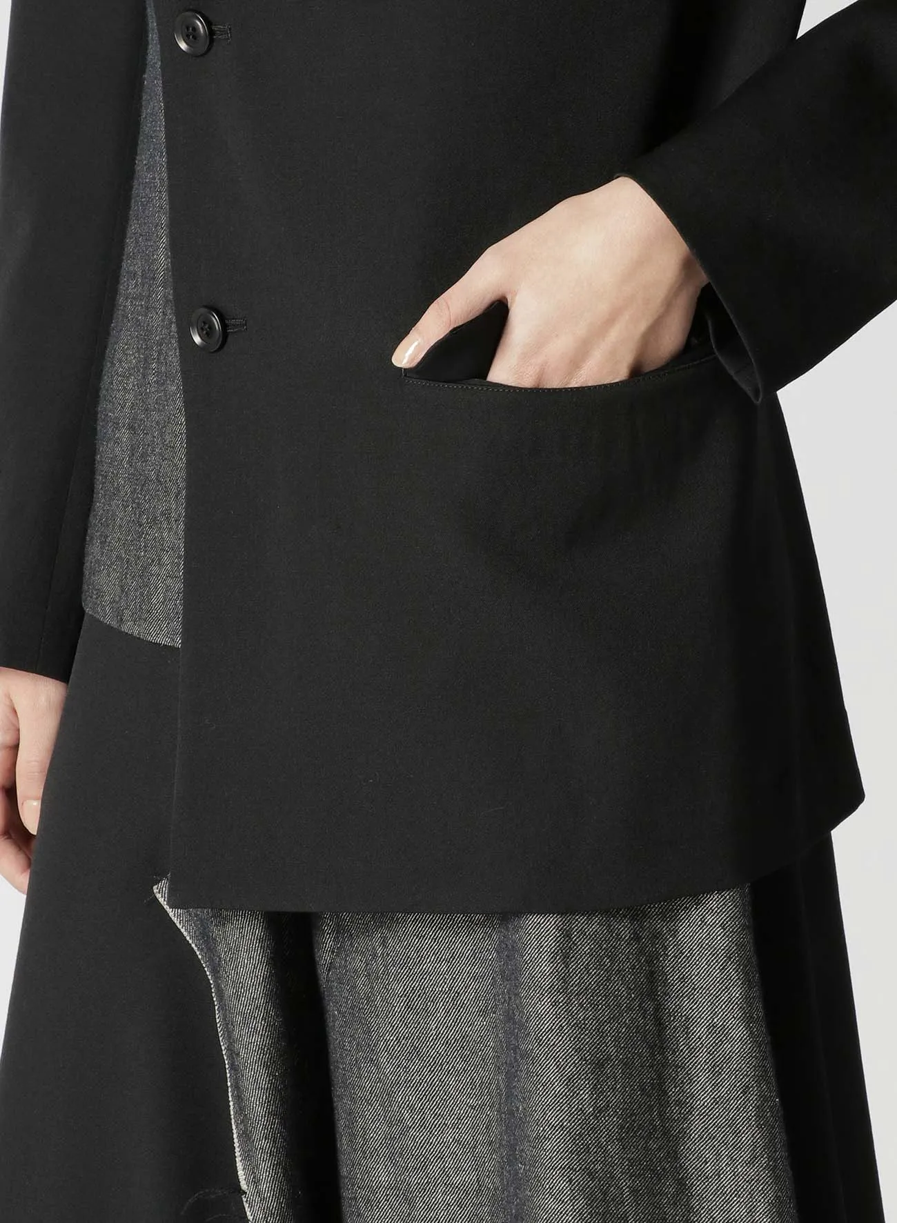 WOOL GABARDINE ASYMMETRIC JACKET