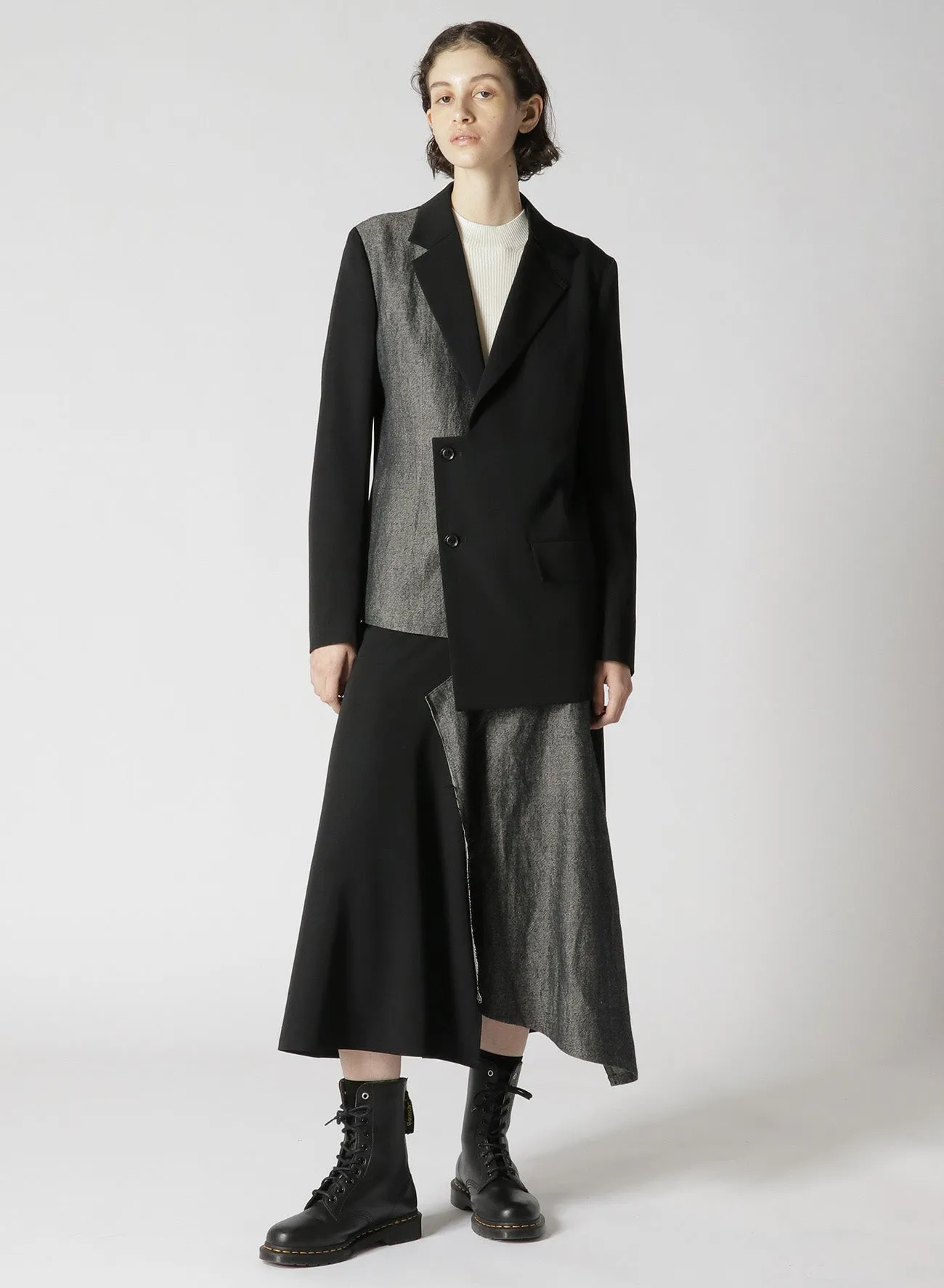 WOOL GABARDINE ASYMMETRIC JACKET