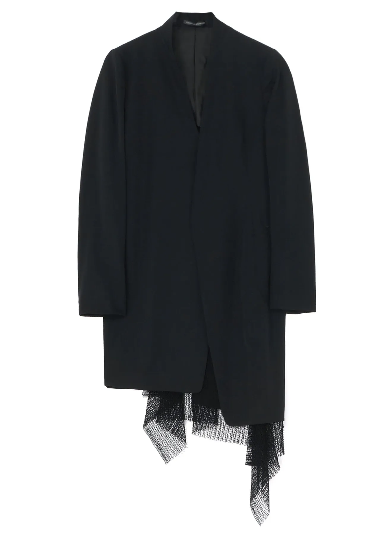 WOOL GABARDINE ASYMMETRIC LONG JACKET