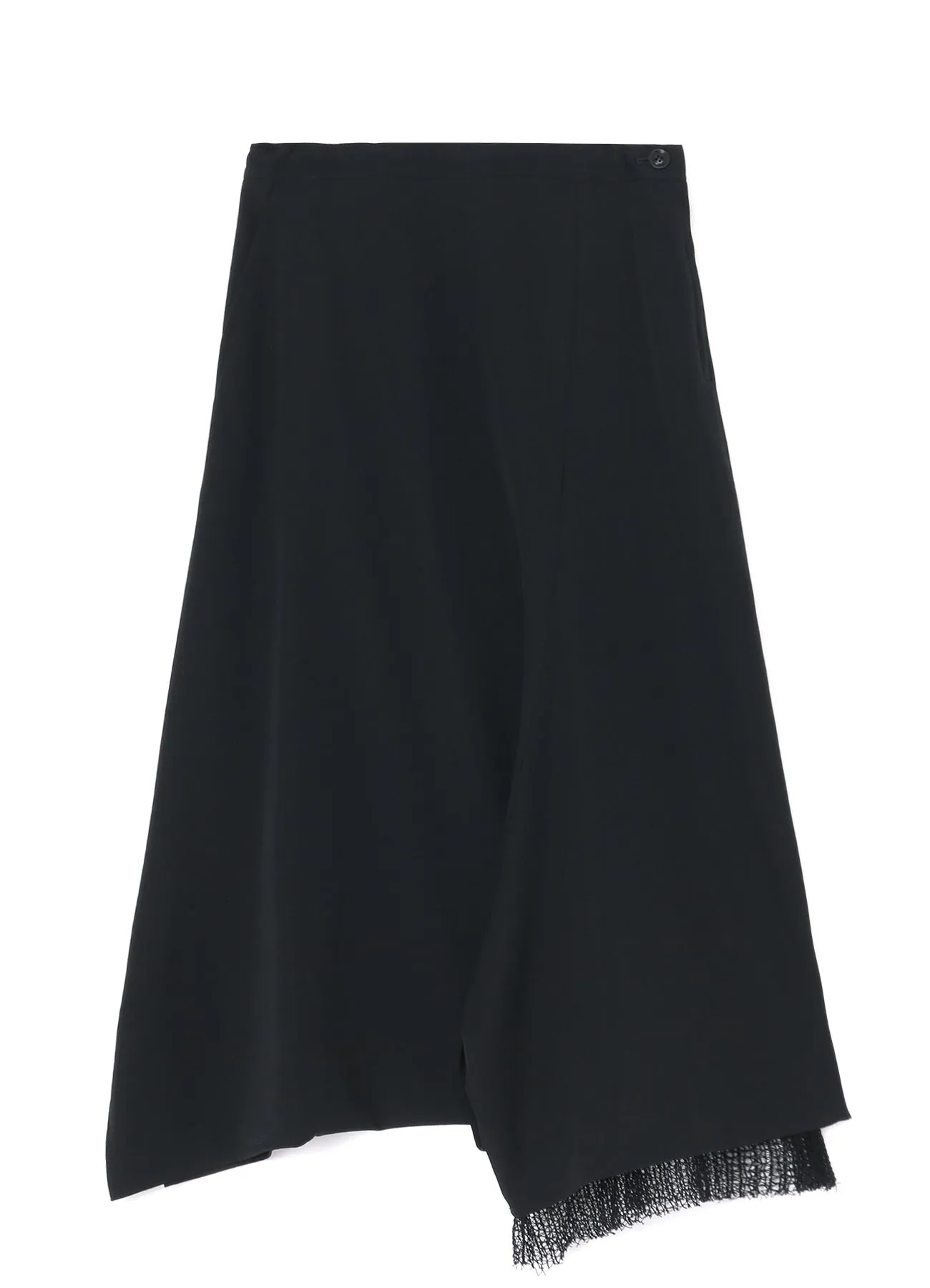 WOOL GABARDINE WAIST STRING ASYMMETRY PANTS