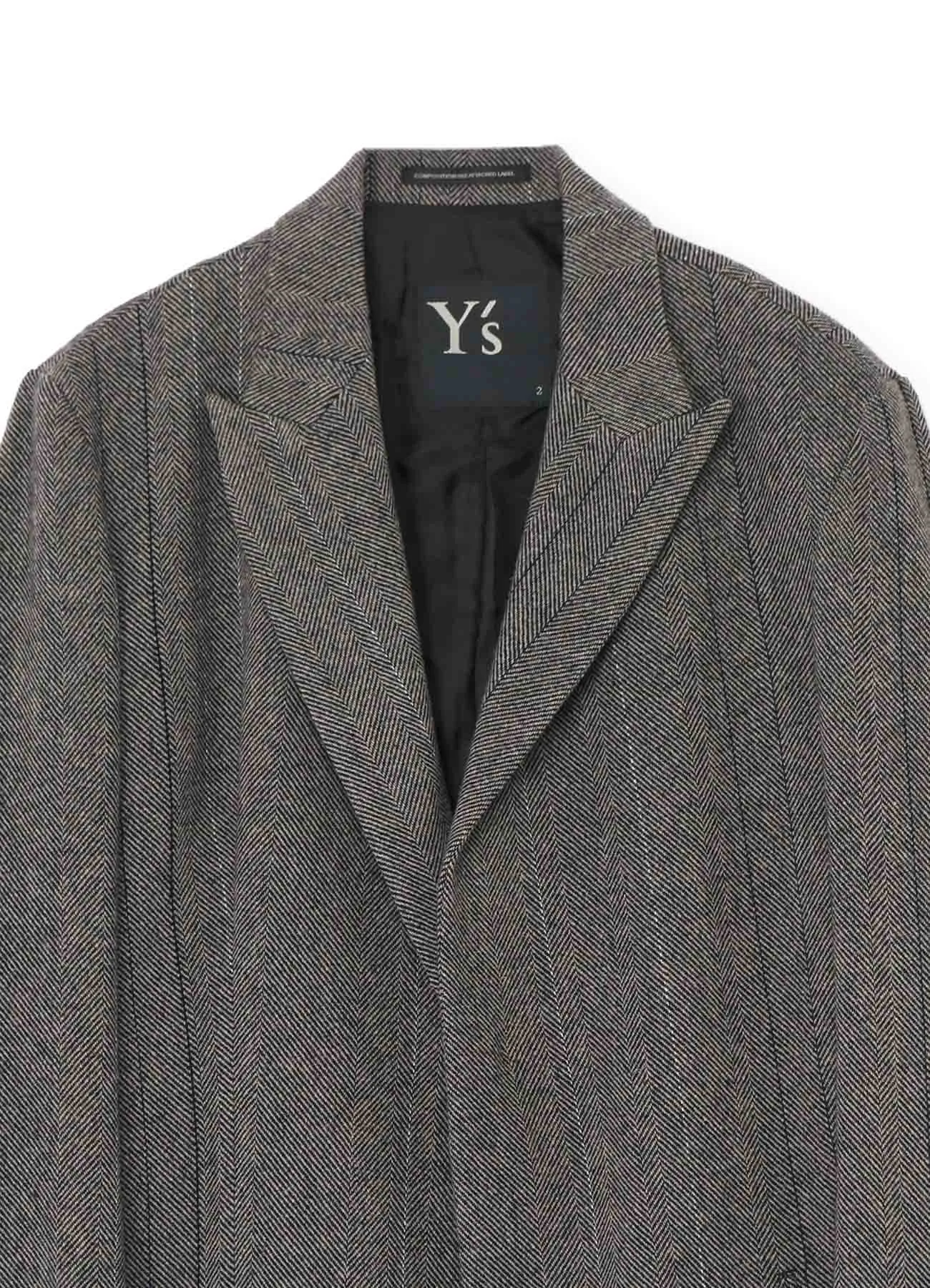 WOOL TWEED HERRINGBONE ASYMMETRIC JACKET