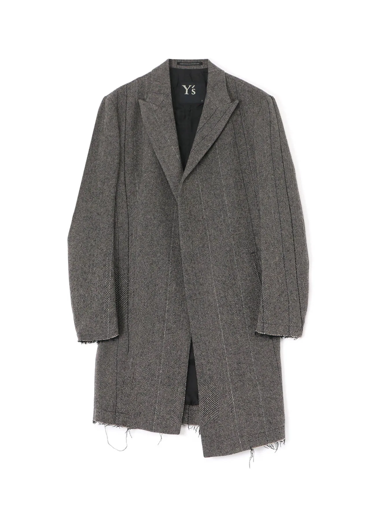 WOOL TWEED HERRINGBONE ASYMMETRIC JACKET