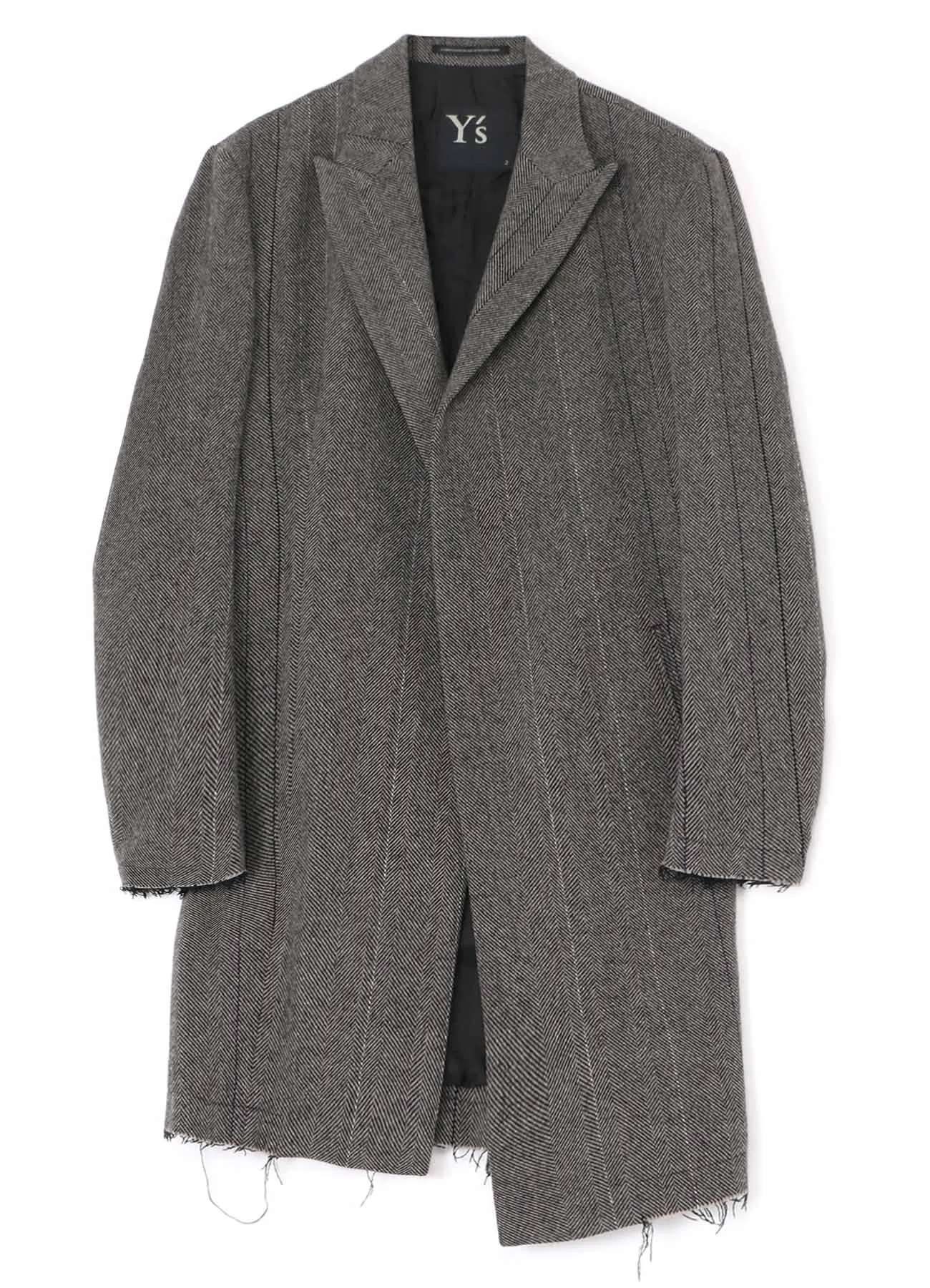 WOOL TWEED HERRINGBONE ASYMMETRIC JACKET