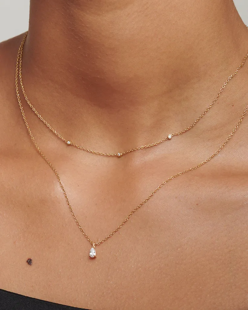 Yuki Solid Gold Trio Diamond Necklace