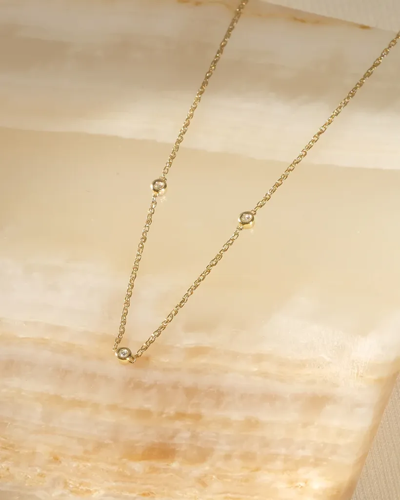 Yuki Solid Gold Trio Diamond Necklace